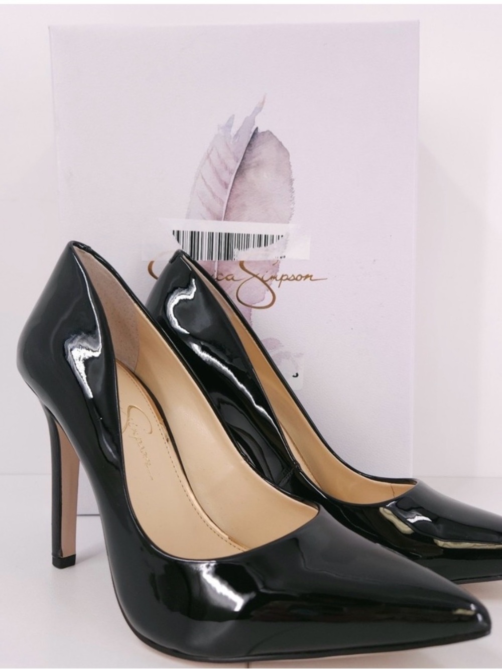 Jessica Simpson Cassani Black Patent Pointed Toe Stiletto Heels Womens Size 7 M